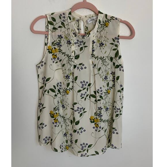 Amour Vert White Ruffled Sleeveless Blouse with Mandarin Collar - Picture 1 of 6